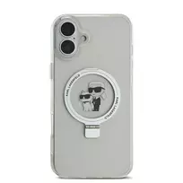 Karl Lagerfeld Ring Stand Karl and Choupette MagSafe Case for iPhone 16 Plus White