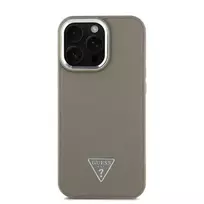 GUESS PU Grained Triangle Logo Case for iPhone 16 Pro Max, Brown