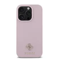 GUESS PU Grained 4G Small Metal Logo MagSafe Case for iPhone 16 Pro Max in Pink