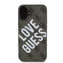 GUESS PU Leather 4G Big Love Logo MagSafe Case for iPhone 16 in Brown