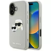 Karl Lagerfeld HC 3D Rubber Double Heads iPhone 16 Case, Beige