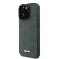 DKNY PU Leather Grid Pattern MagSafe Case for iPhone 16 Pro, Green