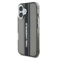 Karl Lagerfeld IML Stripe Logo Case for iPhone 16, Black