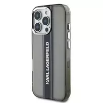 Karl Lagerfeld IML Stripe Logo Case for iPhone 16 Pro, Black