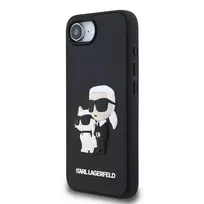 Karl Lagerfeld 3D Rubber Karl and Choupette phone case for iPhone 16 Black