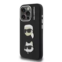 Karl Lagerfeld Grained PU K AND CH Heads phone case for iPhone 15 Pro, Black