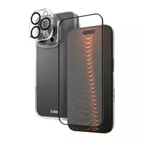 SBS case with D3O technology for iPhone 16 Pro – case + glass screen and camera protector – transparent