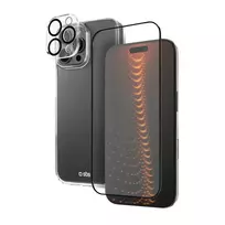 SBS case with D3O technology for iPhone 16 Pro Max – case + glass screen and camera protector – transparent
