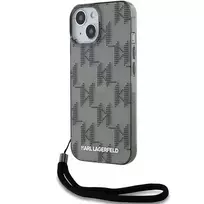 Karl Lagerfeld IML Mono KL Pattern  AND  Cord case for iPhone 15, 14, 13 - black