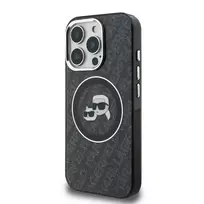 Karl Lagerfeld IML K AND CH Repeated Logo MagSafe Case for iPhone 15 Pro, Black