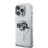 Karl Lagerfeld IML Glitter Karl and Choupette Sketch MagSafe Case for iPhone 15 Pro Max Transparent