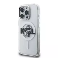 Karl Lagerfeld IML Glitter Karl and Choupette Sketch MagSafe Case for iPhone 16 Pro Transparent