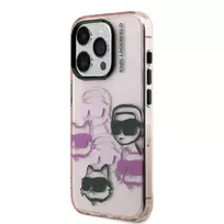 Karl Lagerfeld IML Multi K AND CH Heads Case for iPhone 15 Pro Max in Pink