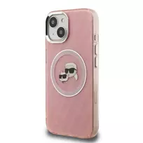 Karl Lagerfeld IML K AND CH Repeated Logo MagSafe Case for iPhone 15, Pink