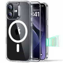 ESR CLASSIC HYBRID phone case with MagSafe support for iPhone 17, transparent (includes tempered glass screen protector)