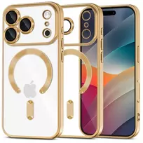 Tech-Protect MAGFLEX phone case with MagSafe support for iPhone 17 Pro in shiny gold