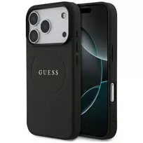 GUESS Grained Ring phone case with MagSafe support for iPhone 17 Pro, black