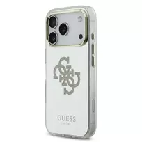 GUESS PC|TPU Mirror 4G Glitter Logo phone case with MagSafe support for iPhone 17 Pro in gold