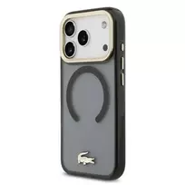 Lacoste PC|TPU Frosted Finish Gold Logo MagSafe Case for iPhone 17 Pro, Black