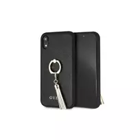OEM Guess iPhone XR GUHCI61RSSABK black hard case Saffiano with ring stand