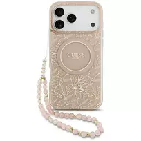 GUESS IML Flowers Electro Pearl Strap MagSafe Case for iPhone 17 Pro Max in Pink