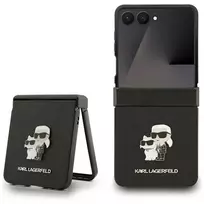 Karl Lagerfeld Saffiano Karl AND Choupette Pin Case for Samsung Galaxy Z Flip7 in Black