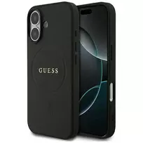 GUESS Grained Ring phone case with MagSafe support for iPhone 17, black