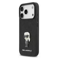 Karl Lagerfeld Fixed Glitter Metal Ikonik phone case for Apple iPhone 17 Pro, black