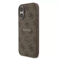 GUESS PU Leather 4G Colored Ring MagSafe Case for iPhone 17 in Brown
