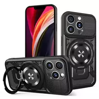 TFO Defender Armor Mag phone case with stand and MagSafe support for iPhone 14 Pro, black (with camera lens protection)