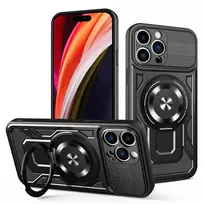 TFO Defender Armor Mag phone case with stand and MagSafe support for iPhone 14 Pro Max, black (with camera lens protection)