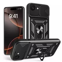TFO OEM Defender Slide phone case with stand for iPhone 16e black (with camera lens protection)