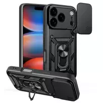 TFO Defender Slide phone case with stand for iPhone 17 Pro, black (with camera lens protection)