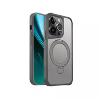 Etteri Matte MagRing phone case with stand and MagSafe support for iPhone 14 Pro, gray