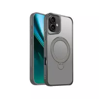 Etteri Matte MagRing phone case with stand and MagSafe support for iPhone 16 Plus, gray
