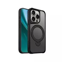 Etteri Matte MagRing phone case with stand and MagSafe support for iPhone 15 Pro, black