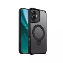 Etteri Matte MagRing phone case with stand and MagSafe support for iPhone 17, black