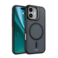 Etteri Morning Fog phone case with MagSafe support for iPhone 16, black