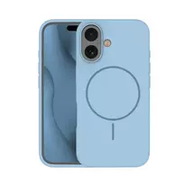 TFO Silicone Thin Mag phone case with MagSafe support for iPhone 16, blue