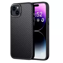 Comma Kevlar Mag phone case with MagSafe support for iPhone 15 Plus, black