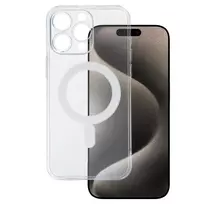 TEL PROTECT MagSilicone phone case with MagSafe support for iPhone 15 Pro Max, transparent