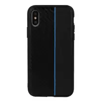 Toptel MOTO CARBON Case for Samsung Galaxy A6 Plus 2018 Black with blue stripe