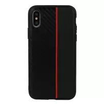 Toptel MOTO CARBON Case for Samsung Galaxy A6 Plus 2018 Black with red stripe