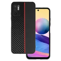 TEL PROTECT CARBON Case for Xiaomi Redmi Note 10 5G in Black with red stripe