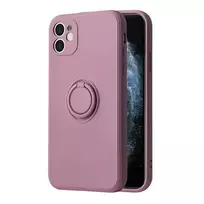 Vennus Silicone ring phone case with stand for iPhone 14 Plus, purple
