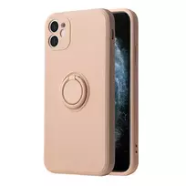 Vennus Silicone ring phone case with stand for iPhone 14 Plus, pink