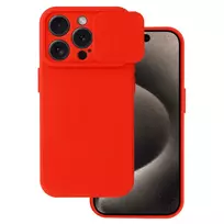 Toptel Camshield soft phone case for iPhone 15 Pro, red (with camera lens protection)