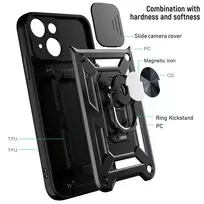 Toptel Slide Camera Armor Case for Xiaomi Redmi 14C, Black