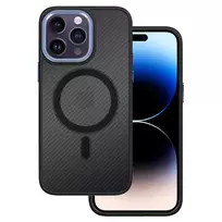 TEL PROTECT Magnetic Carbon phone case with MagSafe support for iPhone 15 Plus, black/purple