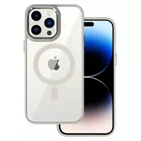 TEL PROTECT Magnetic Clear phone case with MagSafe support for iPhone 15 Pro Max, gray